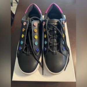 Kurt Geiger Black Sneakers with Multicolor Gems